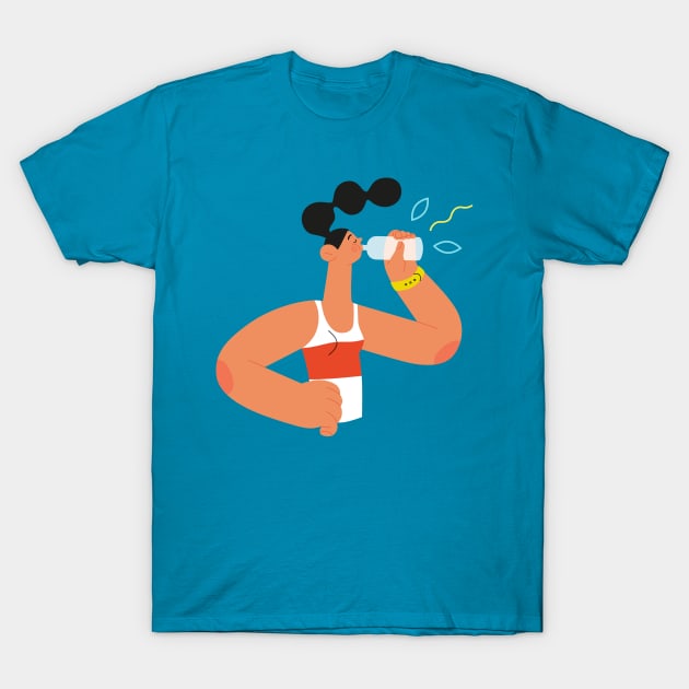 Sport Girl Drinking T-Shirt by JunkyDotCom